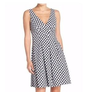 Betsy Johnson Black White Gingham Sleeveless Gingham Fit & Flare Midi Dress  8